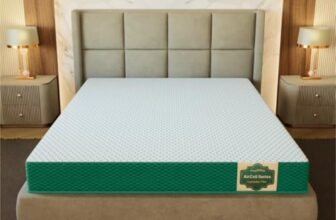 SleepyHug AirCell Ortho Dual Comfort Plus 4 Inch Mattress |Reversible Hard & Soft | 2 Side |7 Years Warranty | Back Pain Relief| Orthopedic | Queen Bed Size White & Teal (LxWxH -72x60x4 Inch)